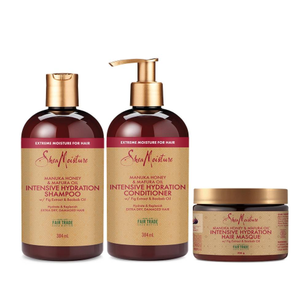 Shea Moisture Manuka Honey   Mapura Oil Shampoo 384ml + Conditioner 384ml + Hair Mask 326g NONE