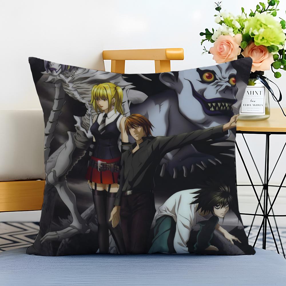DDeath Note Cushion Cover Washable Linen Pillowcase Soft for Sofa Bed Cozy Home Room Decor