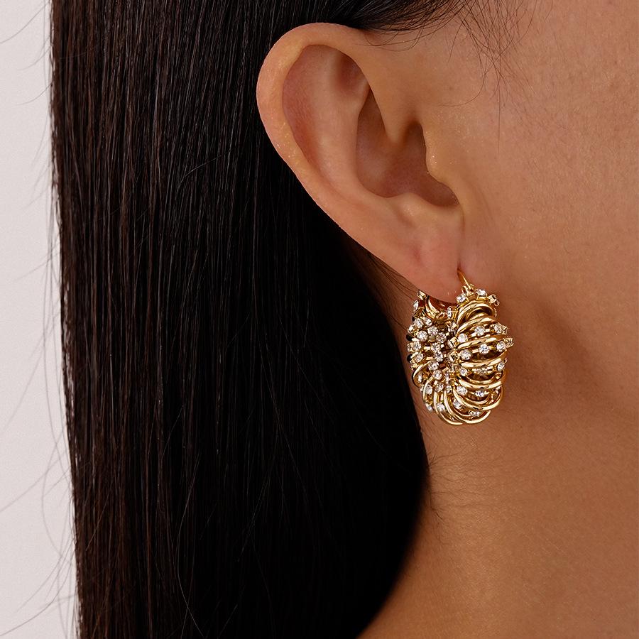 European-American Rhinestone Geometric U-Shaped Ear Cuff: Retro High-End Fashion Earrings for Women