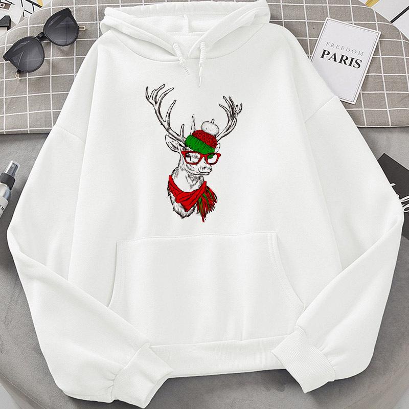 Harajuku Fleece Pullover Hoodie Christmas E Print Hoodies