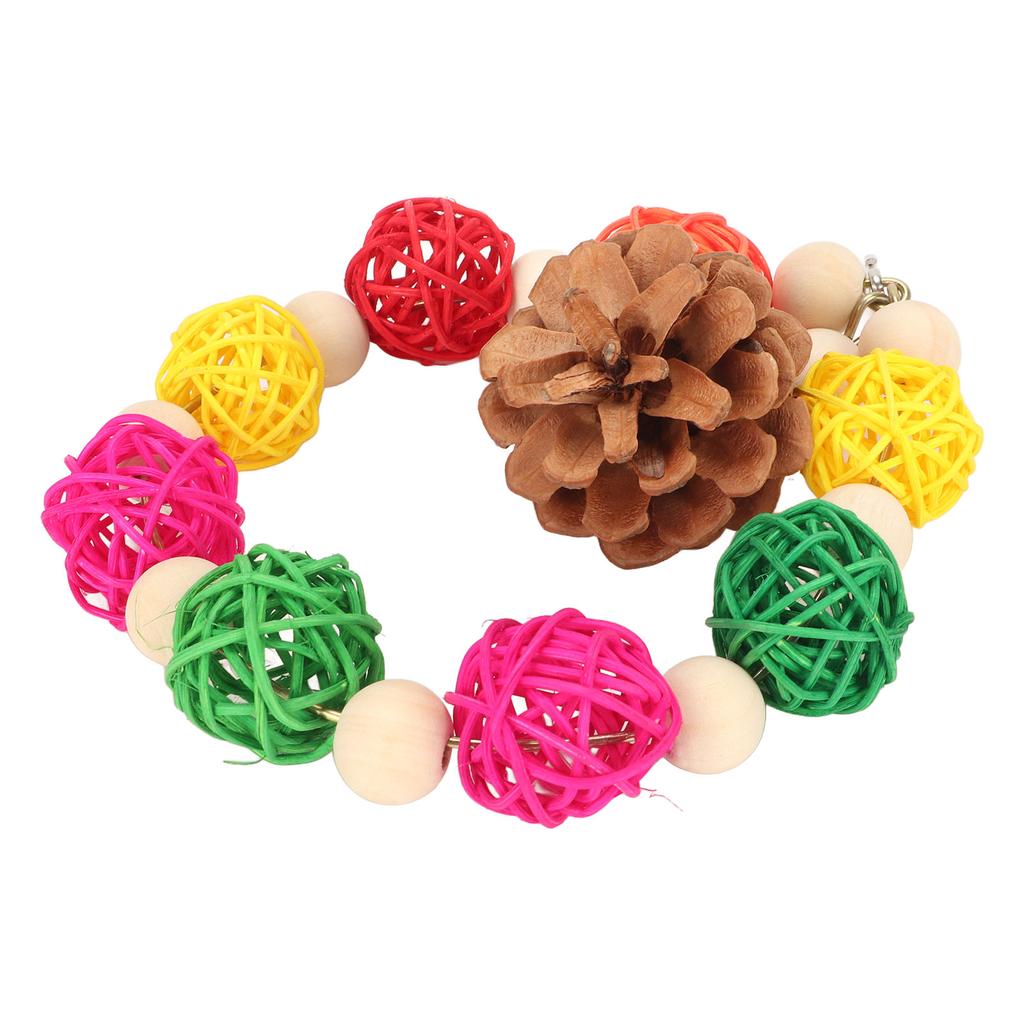 Ptačí klec Závěsné hračky Ratanové koule Dřívka Houpačky pro papoušky s přírodními šiškami pro papoušíčky, pěnkavy, andulky