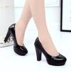 Fashion 2025 High Heels Shoes Women White Wedding Shoes Thick 10 CM Heels Fashion Party Pumps Footwear Black Red Round Zapatos De Mujer