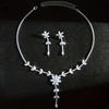 A Set of Luxurious and Exquisite Synthetic Zircon Flower Tassel Necklace and Earrings Suitable for Middle Eastern Style Bridal Party Accessories