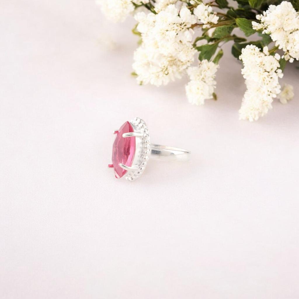 Pink Tourmaline Gemstone 925 Sterling Silver Jewelry Handmade Ring Gift For Mom RR-64-8