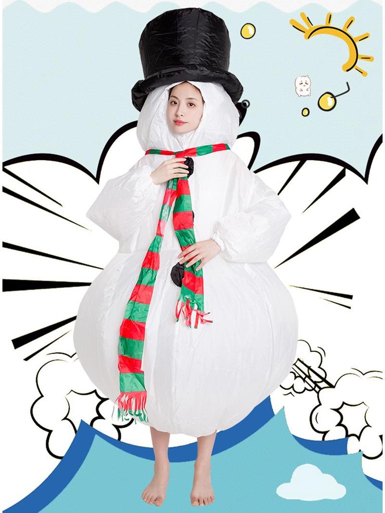 Adult Christmas Santa Claus and Snowman Inflatable Costume with Accessories