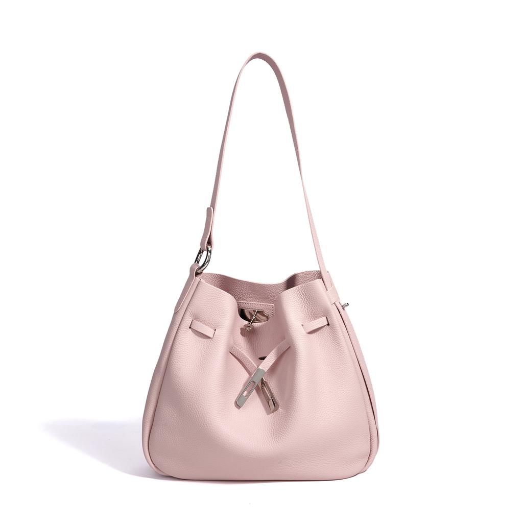 Leather premium bucket bag large capacity casual shoulder bag simple messenger bag women's bag