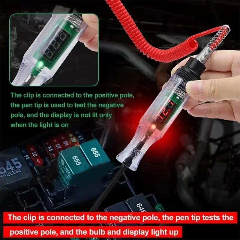 Car Truck Voltage High Quality Circuit Tester 6V 12V 24V DC Digital Display Long Probe Test Pen Automobile Diagnostic Tools