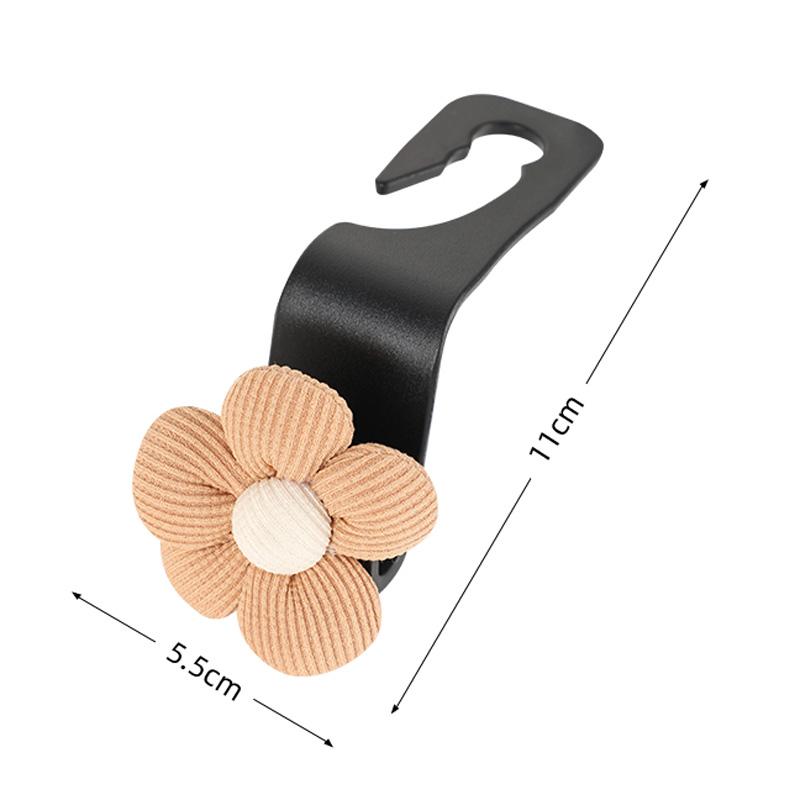 2PCS Cute Cartoon Flower Car Seat Back Hooks Storage Vehicle Headrest Organizer Hanger for Groceries Bag Handbag Auto Decor