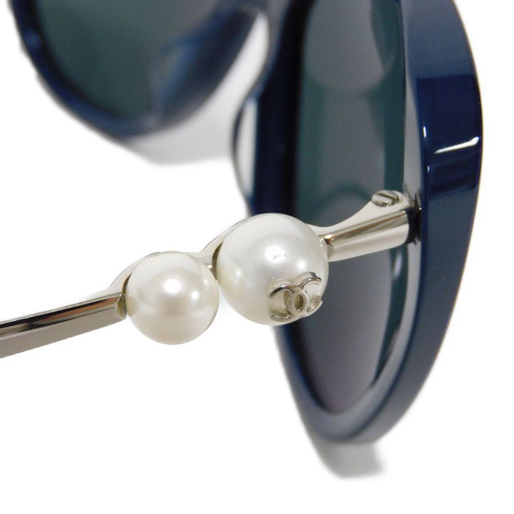 Used 10097 Fox Shape Eyewear 5338-HA c.1426/S4 7968 CC Mark Faux Pearl COCO Mark Acetate Navy Women's from Japan