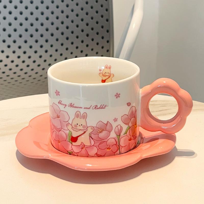 Creative Ceramic Cup High Value Home Cute Couple Coffee Cup Saucer Gift Souvenir
