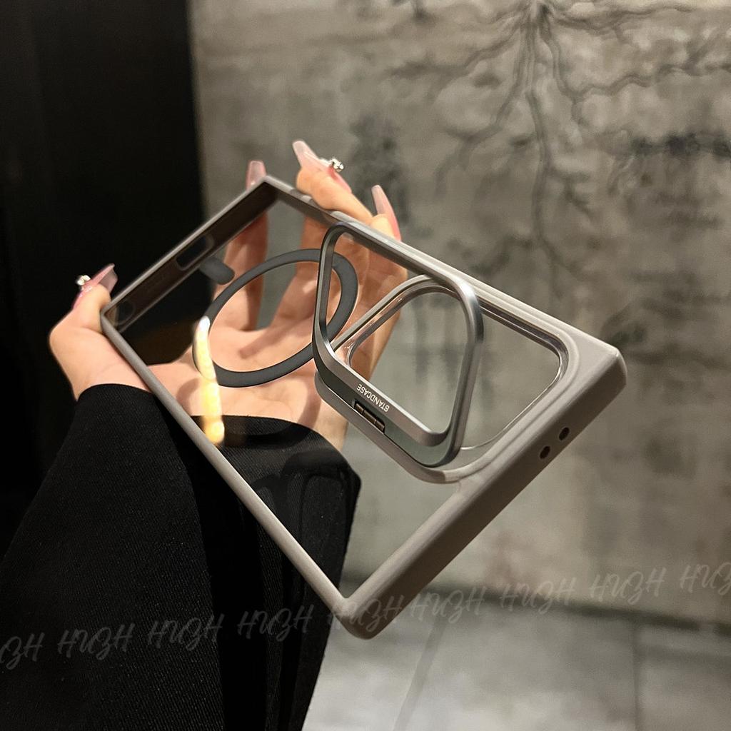 Applicable To Samsung S25ultra Mobile Phone Case S24ultra Magnetic Acrylic S23U Metal Frame Bracket