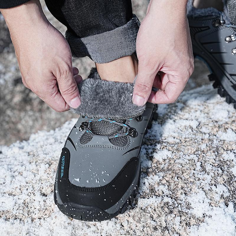 Anti-slip Men's Winter Sneakers Warm Outdoor Hiking Shoes Plush Casual Sports Shoes for Camping Climbing Trekking