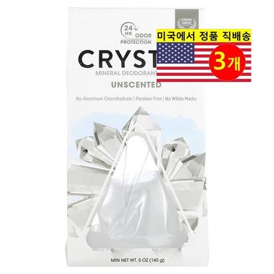 CRYSTAL Deodorant Mineral Enhanced Stone Unscented, 3 Pieces, 140g