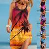 Ladies Boho Summer Dress Sexy Sleeveless  Print Hawaiian Casual Loose Comfortable  Sundress
