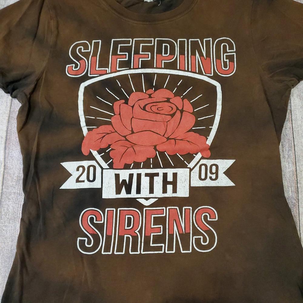 Винтажная черная футболка с коротким рукавом группы Sleeping With Sirens, все размеры, OM269, унисекс L