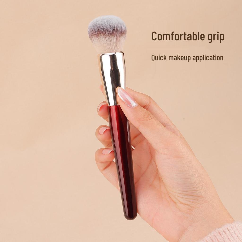 Wine Red Round Head Foundation Makeup Brush - Seamless & Soft Beauty Tool