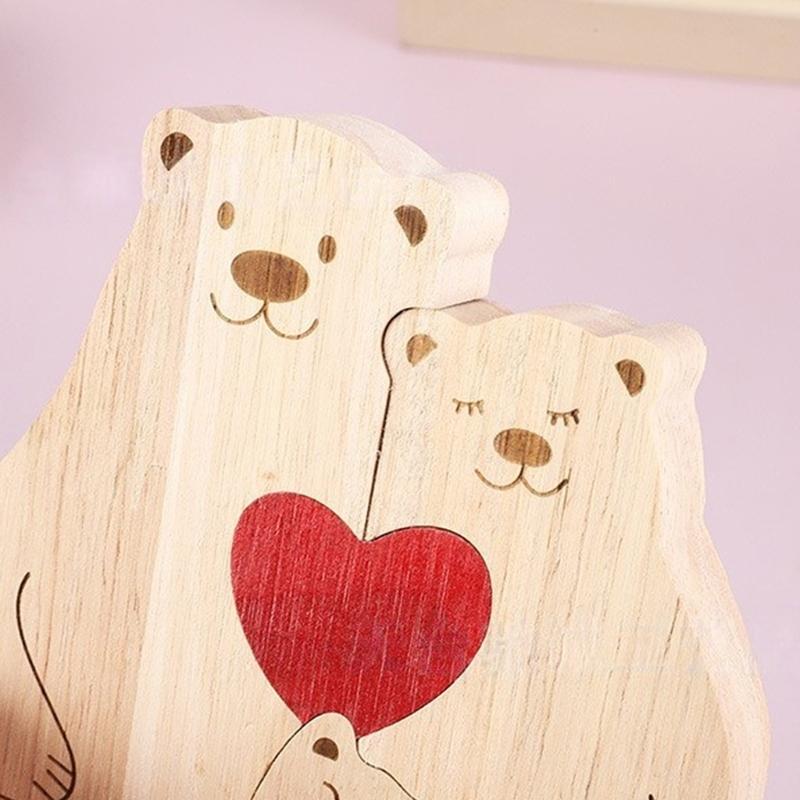 Personalize Wooden Bear Family Puzzle Housewarming Gift Unique Wooden Animal Puzzle Home Decors Wooden Cute Bear Puzzle