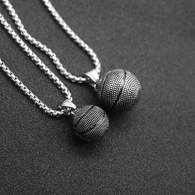 European-American Punk Hip-Hop Rock-Style Titanium Basketball Necklace for Men & Couples