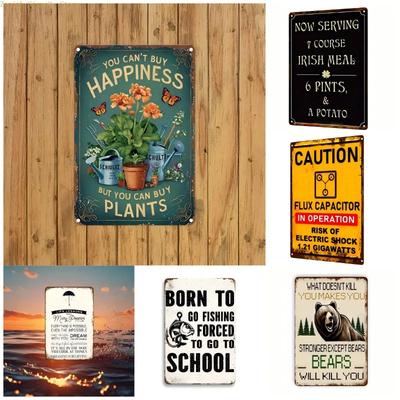 2D Flat Vintage Metal Sign Crafted from Premium Iron Material with Classic Pattern Design Elements for Wall Display