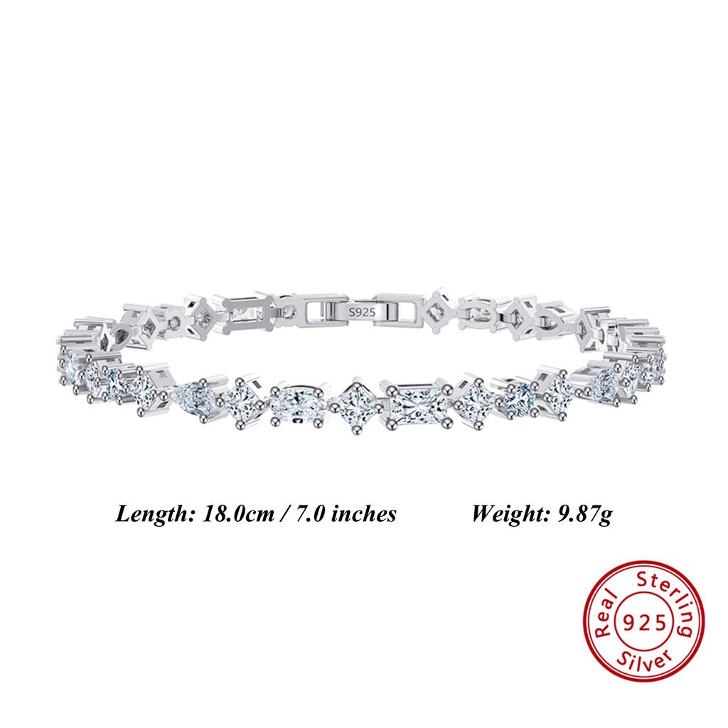 EFFIE QUEEN Bezauberndes 925er Sterlingsilber Tennisarmband mit luxuriösem geometrischem Zirkonia, ideales Geschenk, Tragen SB167
