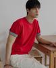 NODU Layered Color Block Round Cropped Half Knit [Red]