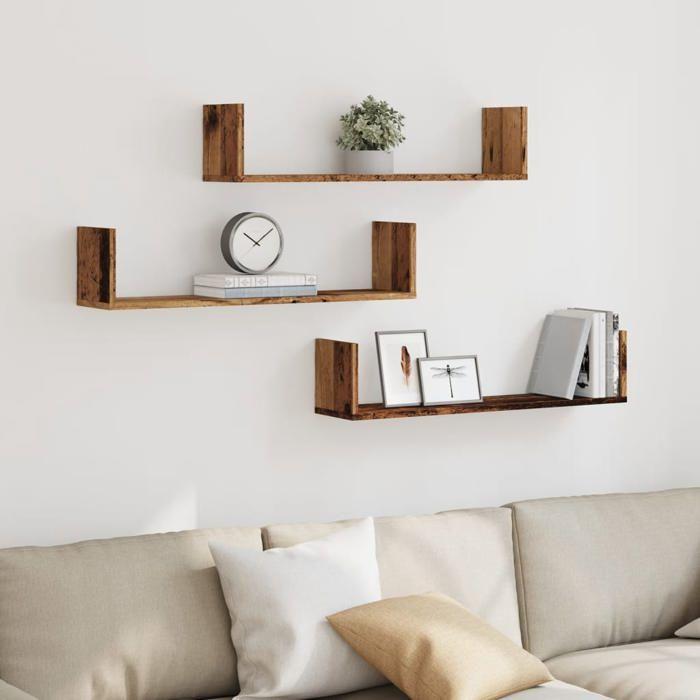 VidaXL Wall Shelves 3 Pcs Old Wood 80x18x18 Cm Engineered Wood 853297