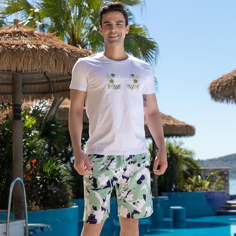 Beach Pants Men'S Printed Five-Point Beach Shorts Loose Casual Beach Pants Quick-Drying Surf Shorts