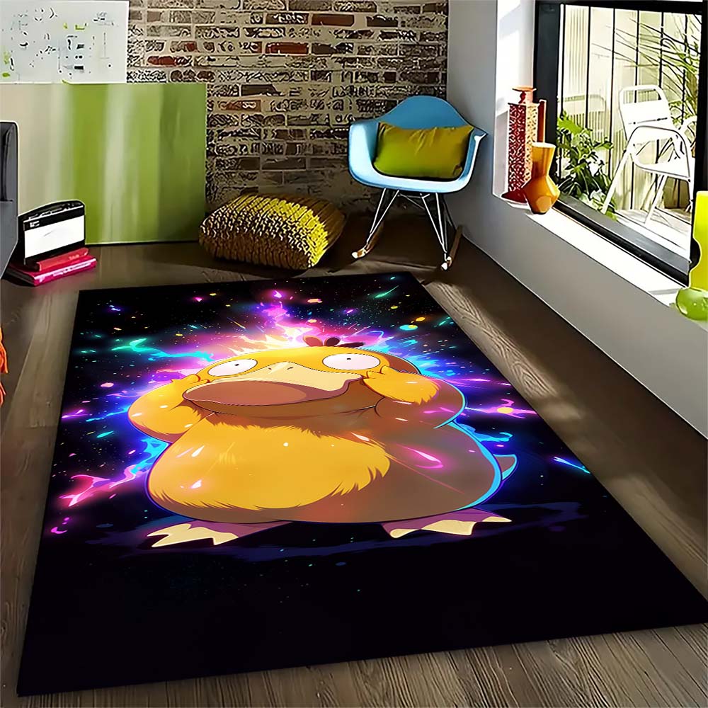 Pokemon Enton Süßer Teppich Schönes Cartoon-Enten-Design Waschbarer Anti-Rutsch-Teppich für Kinderzimmer