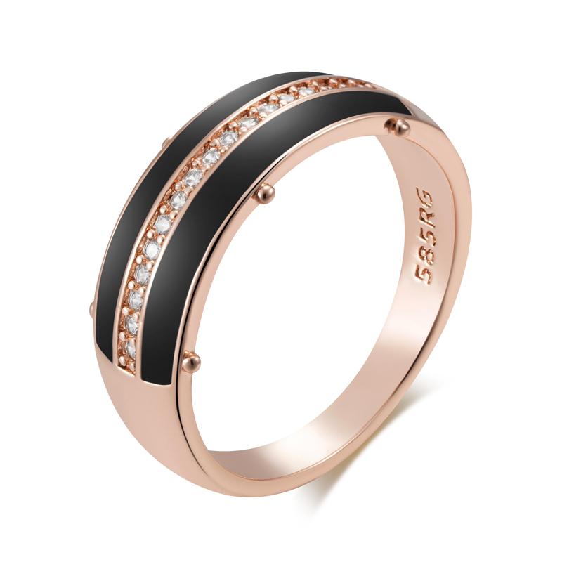 

Черное эмалевое кольцо для женщин, модное, цвета розового золота, с аксессуарами из натурального циркона, высокое качество, повседневные украшения 9