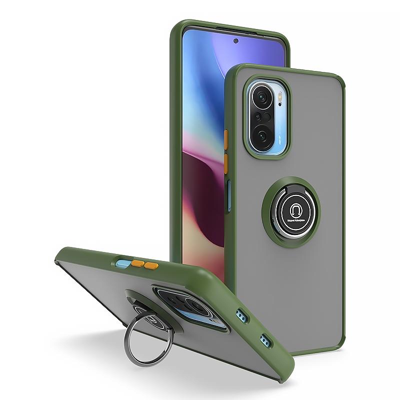 For Xiaomi Poco F3 Case Matte Shockproof Car Magnetic Stand Back Cover for PocoF3 Pocco Poko Little F 3 Armor Hard PC Ring Funda