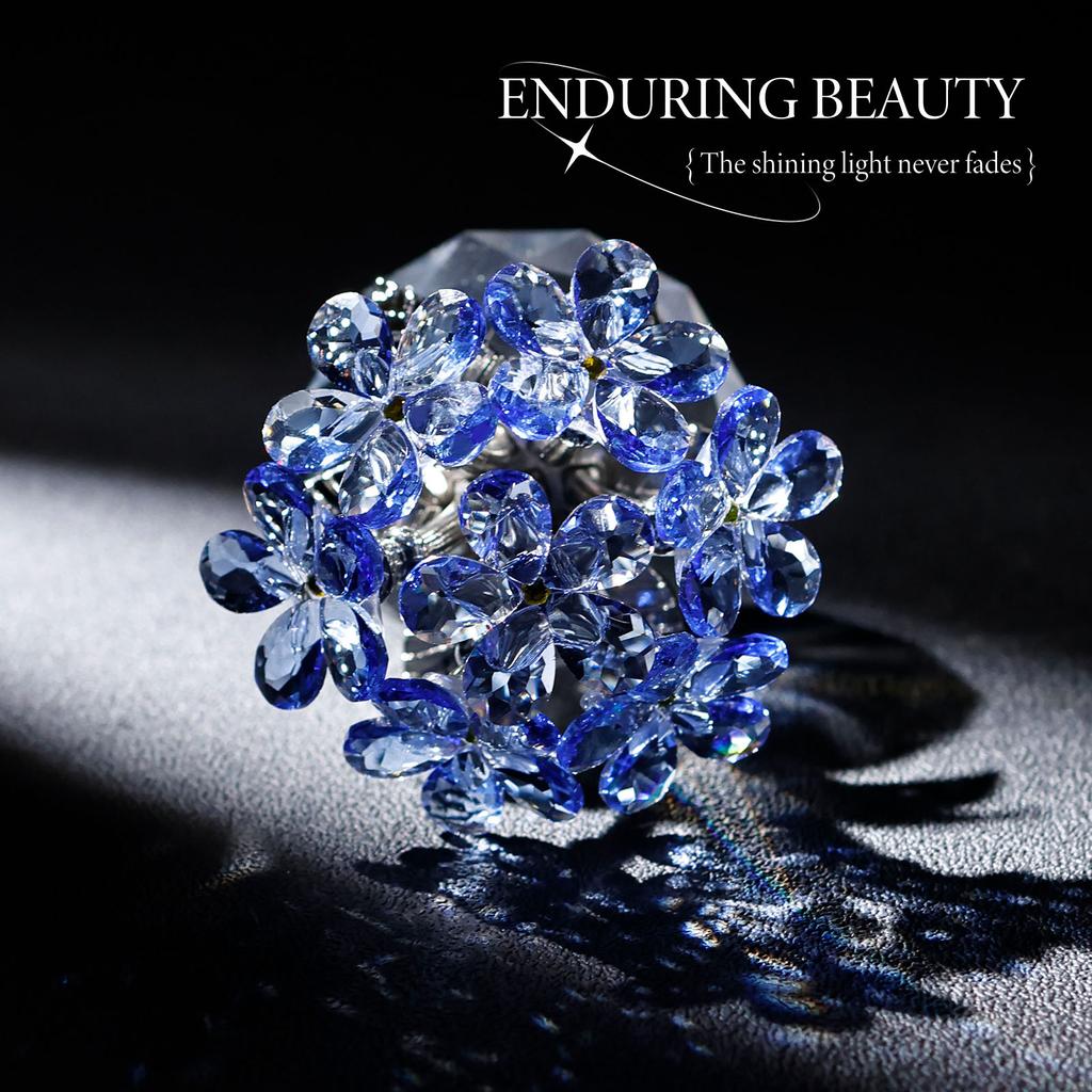Blue Crystal Flower Handmade Glass Flower Bouquet Collectible Figurine Crystal Ornaments Meaningful Romantic Presents for Women