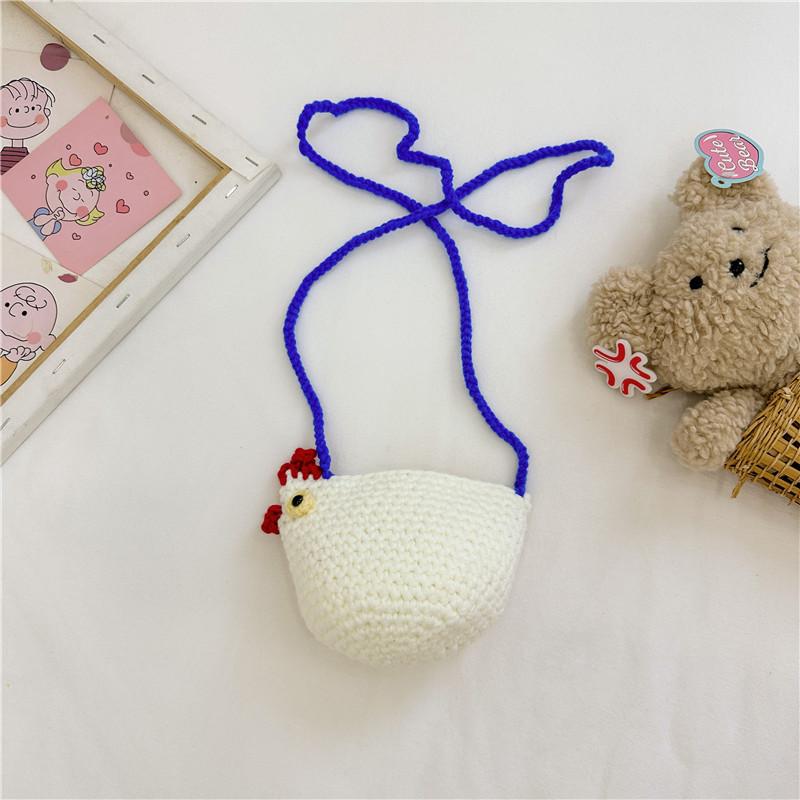 Adorable Cartoon Chick Plush Coin Purse For Kids Mini Woven Shoulder Bag For Girls белый