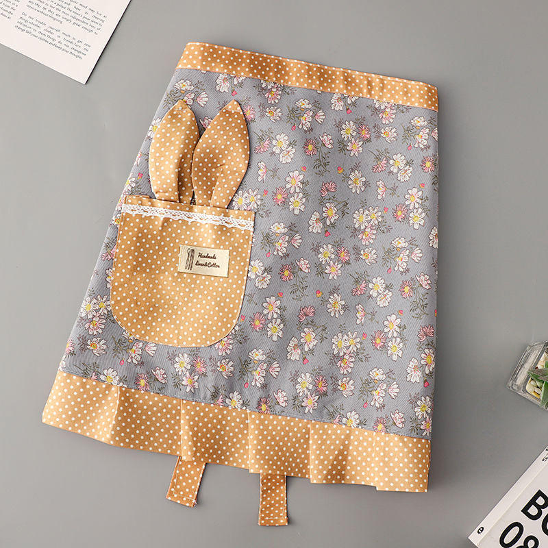 Household Work Clothes Canvas Flower Half-length Apron Female Kitchen  Anti-fouling Wear-resistant Cooking Half-waist