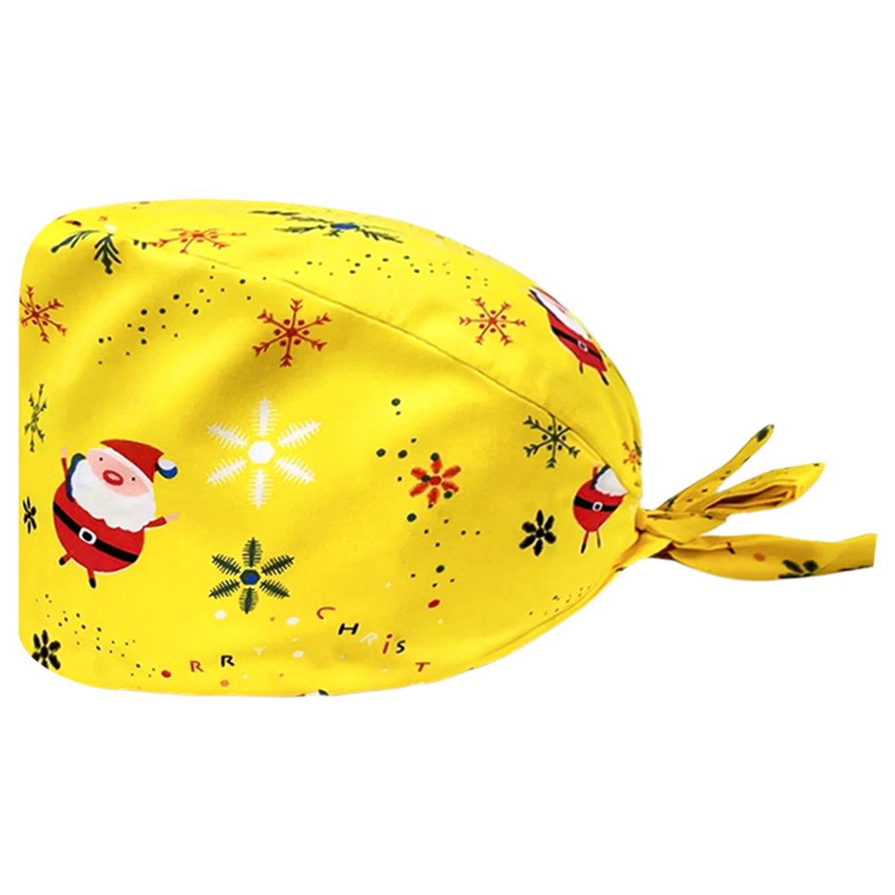 Cute Christmas Cartoon Surgical Cap - Comfortable Cotton Dustproof Head Cover for Chefs & Nurses