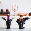 Halloween LED Bat Candle Lamp Flameless Flickering Tabletop Candle Lamp Horror Black Bat Statue Candlestick for Indoor Home Decor