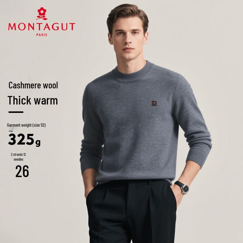 

MONTAGUT Men s Cashmere Wool Round Neck Thermal Sweater 2XL (54)