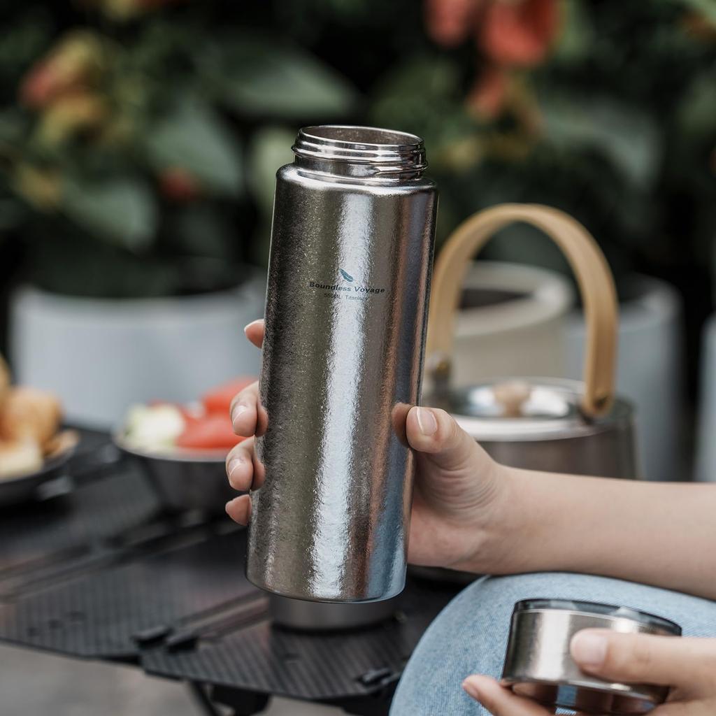 Boundless Voyage Titanium Water Bottle, 550ml Vacuum Insulated, Keeps Hot or Cold, Perfect for Coffee or Tea, Lightweight and Durable, Perfect for