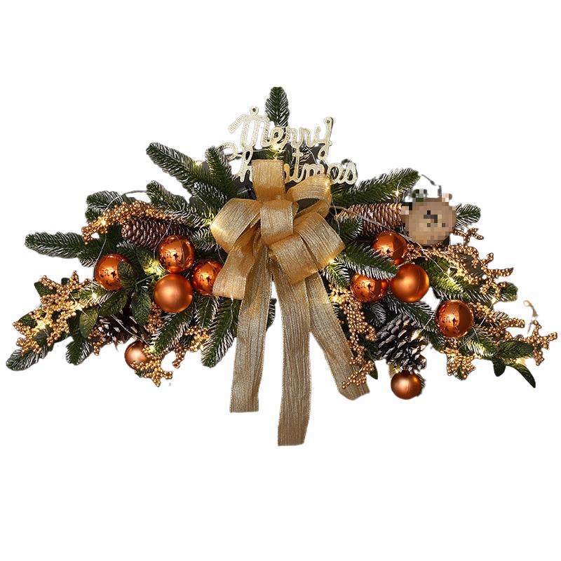 Champagner Gold Weihnachtsdekorationen: Baumkranz, Rattan-Geweih, Wand- & Türdekoration für Hotels & Einkaufszentren