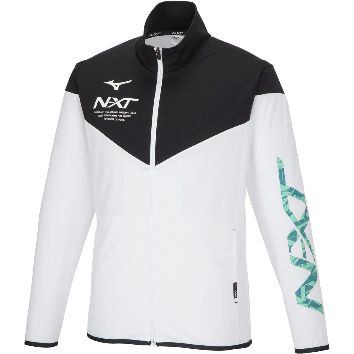 

Тренировочная куртка с впитывающим пот быстросохнущим кроем 32JCA210 XS [Mizuno] N-XT Warm-up для мужчин, цвет белый/черный