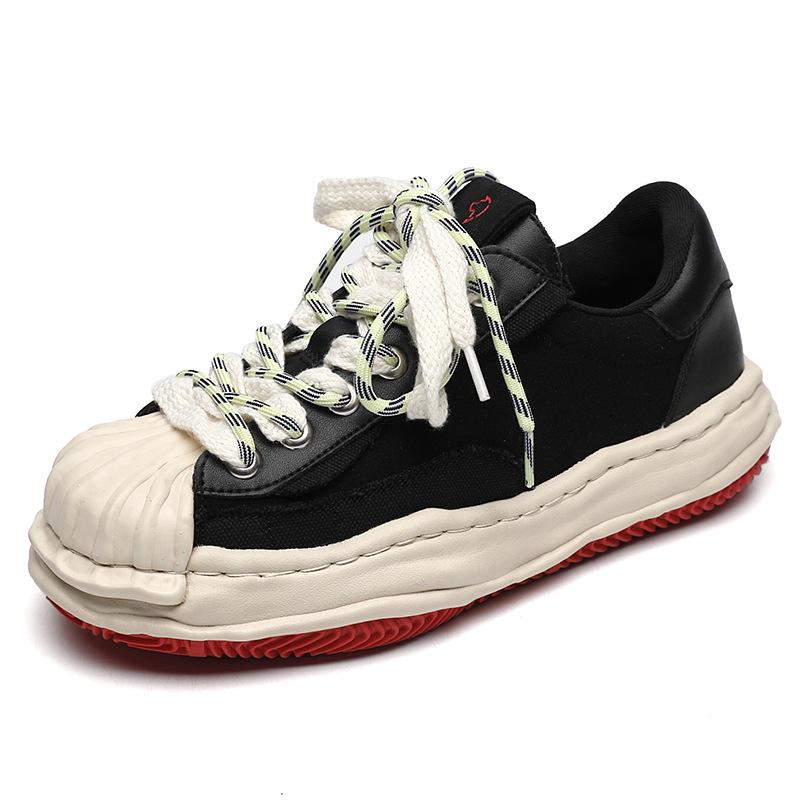 

Новые мужские туфли Niche Trend Shell Toe Кожаные растворимые туфли на шнуровке на платформе Повседневные кроссовки для мужчин 40 чёрный