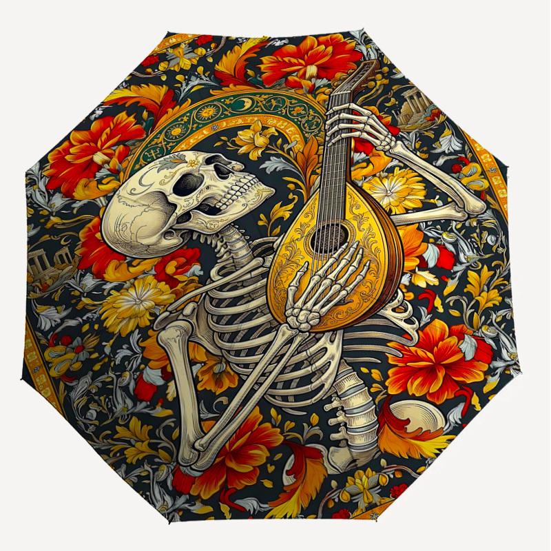 1PC Skeleton Floral Umbrella-8-Rib Reinforced Portable Folding Travel Suitable for All Seasons Outdoor Daily Use Is an Ideal Choice  -K0423