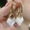 New Geometric Rhombus Luxury Opal Earrings Women's Fashionable Personalized Daily Accessories Party Jewelry Birthday Gifts