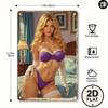 Vintage Metal Wall Art Bikini Beauty Retro Iron 2D Waterproof Decor 8x12 Inch