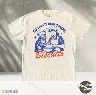 Comfort Colors® Retro Cat Biscuits Tshirt, Funny Cat Mama Shirt, This Is How You Make Biscuits Vintage, Cat Lover Graphic Tees,Vintage Shirt