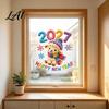 Decorative Glass Film Chinese New Year Goat Static 2027 Window Stickers Clings Reusable Winter Theme Decals Crochet Knit Lamb Decals