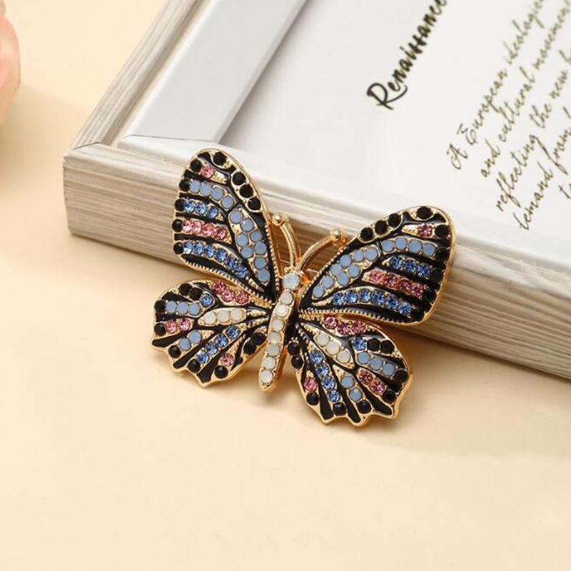Fashion Exquisite Colorful Diamond Butterfly Brooches Cute Animal Corsage Pin For Women Girls Clothing Jewelry Accessories Gifts