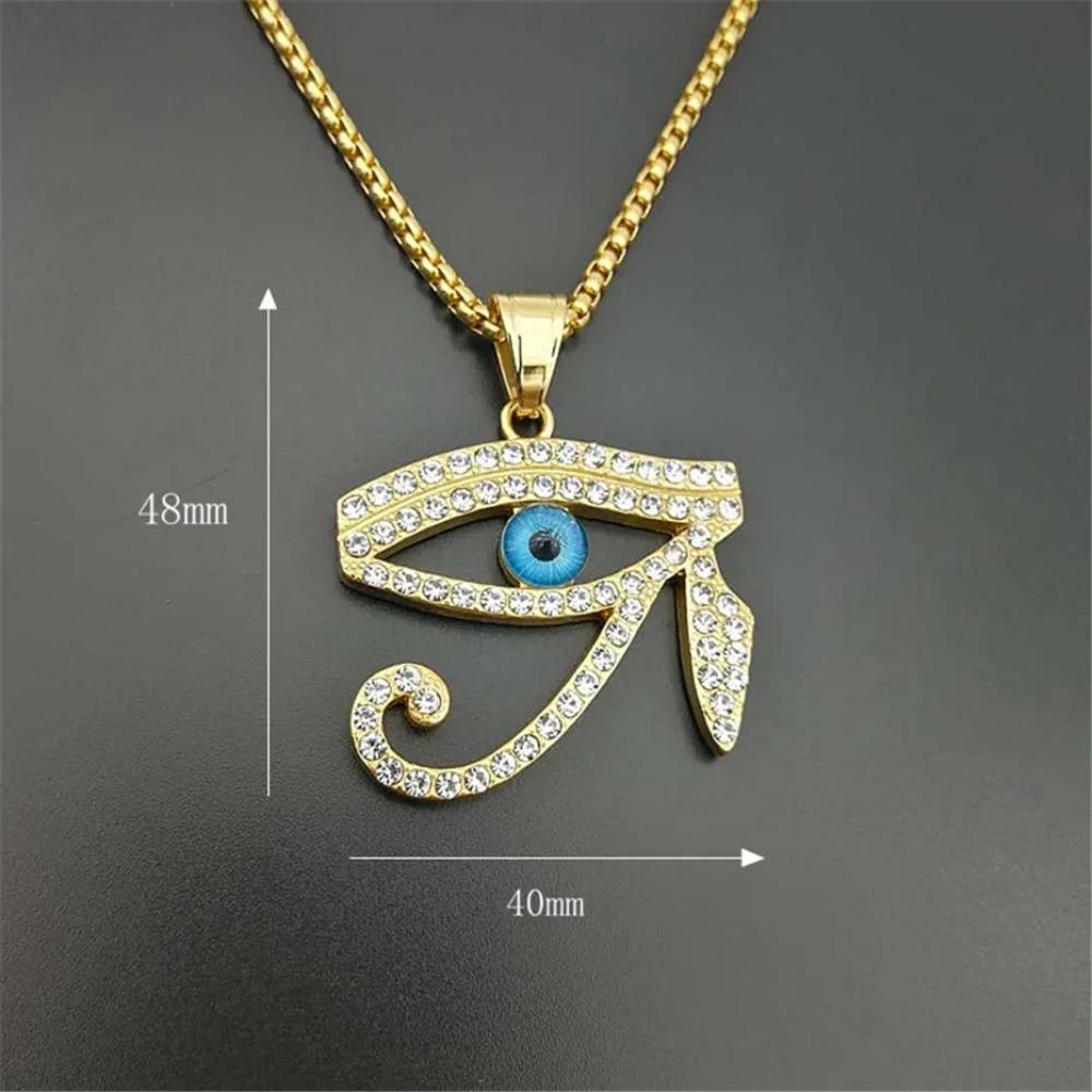 Ancient Egypt Eye Of Horus Pendant Necklace Gold Stainless Steel Jewelry For Women Men