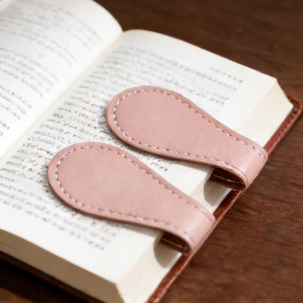 Retro Magnetic Leather Bookmark, Double-ended Positioning Leather Magnetic Bookmark, Bookmark Accessory
