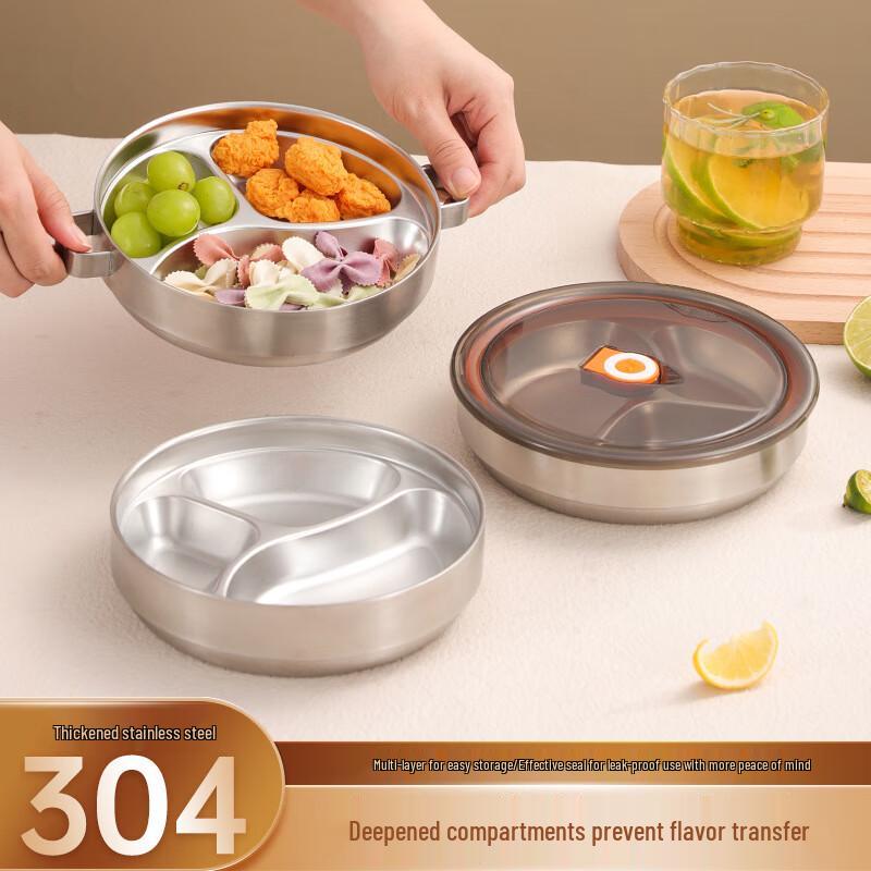 Shengjia 304 Stainless Steel Double-Layer Insulated Round Meal Plate