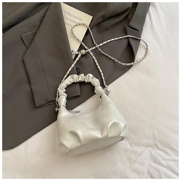 

Cute small bag pleated casual bag 2025 new high-end shoulder bag handbag chain bag commuter bag